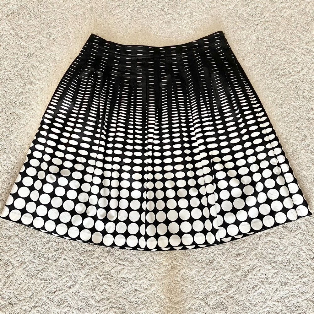 NWT Talbots Black and Ivory Pleated Polka-Dot Skirt